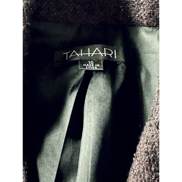 Tahari 2 Pc Wool Blend Skirt & Jacket Suit Set Textured Fringe Hem Dark Plum 10 - Picture 6 of 7